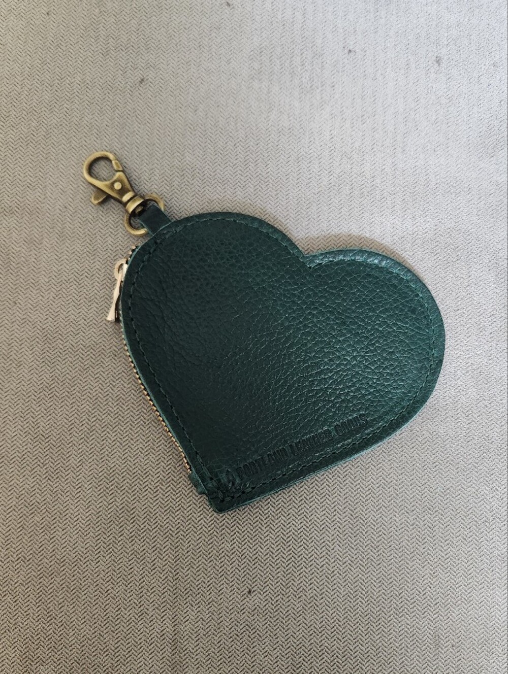 Portland Leather Heart Coin Pouch - Deep Green with Brass Clasp